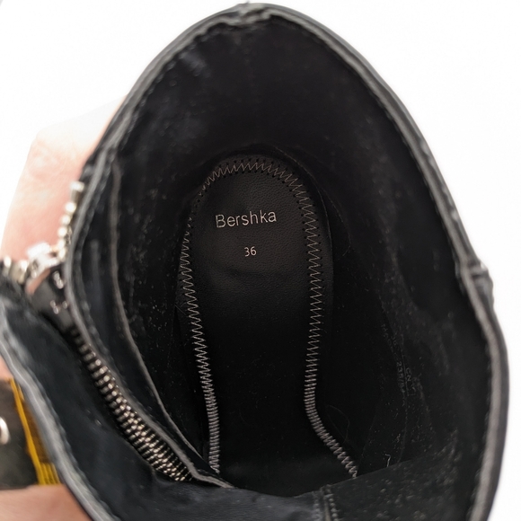 Bershka Black Patent Leather Pointy Toe Sillito Zip-up Bootie 36 US 5/6 - Picture 8 of 13